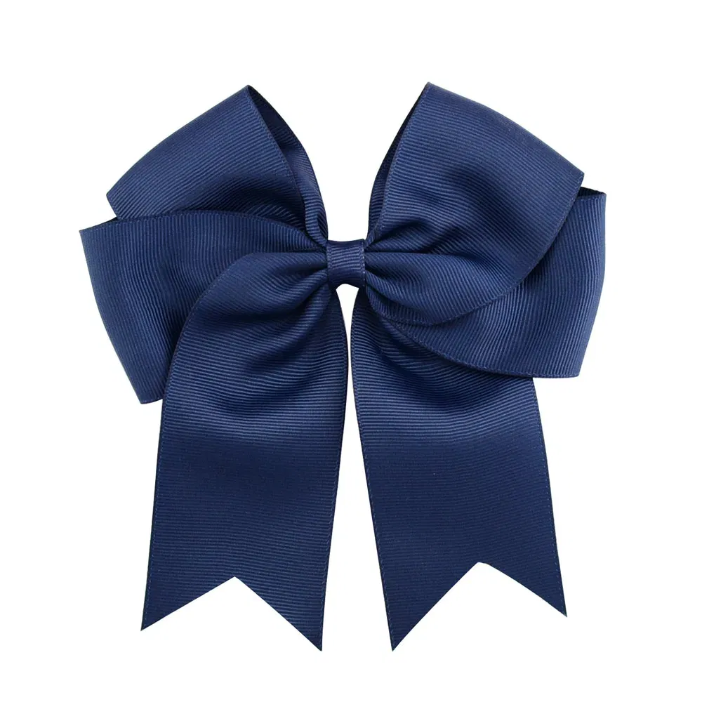 Color: WHITE - 6 Inches Colorful Elegant Hair Bows With Clip Kids Girls Grosgrain Ribbon Hair Clip Hairgrips Headwear Baby Hair Accessories