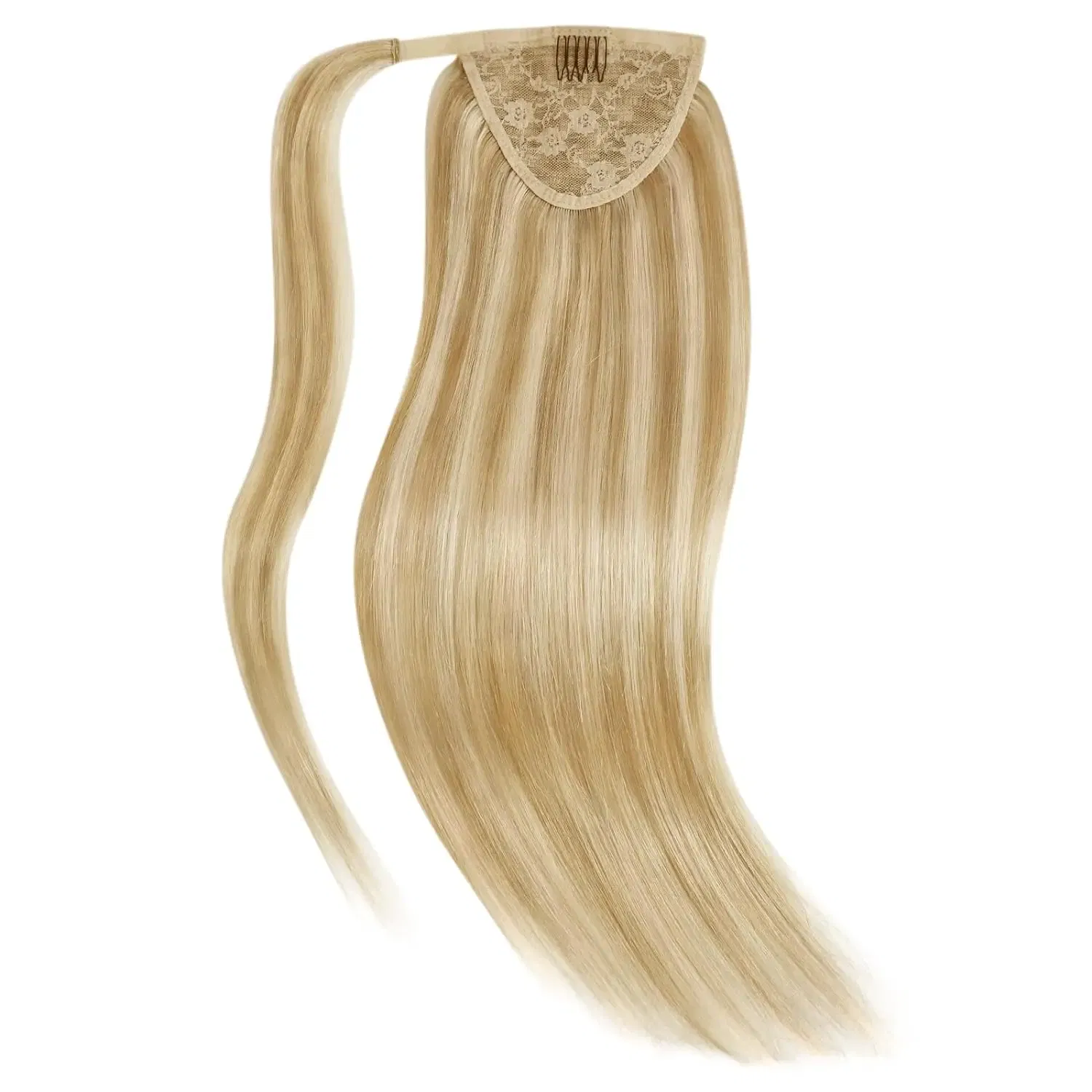 Color: T1B/33/27, Life Span: 6 Months With Proper Care, Stretched Length: 14inches - VeSunny Human Hair Ponytail Light Blonde Mix Golden Blonde Real Hair Ponytail Extension Highlights Blonde Ponytail Hair 80g