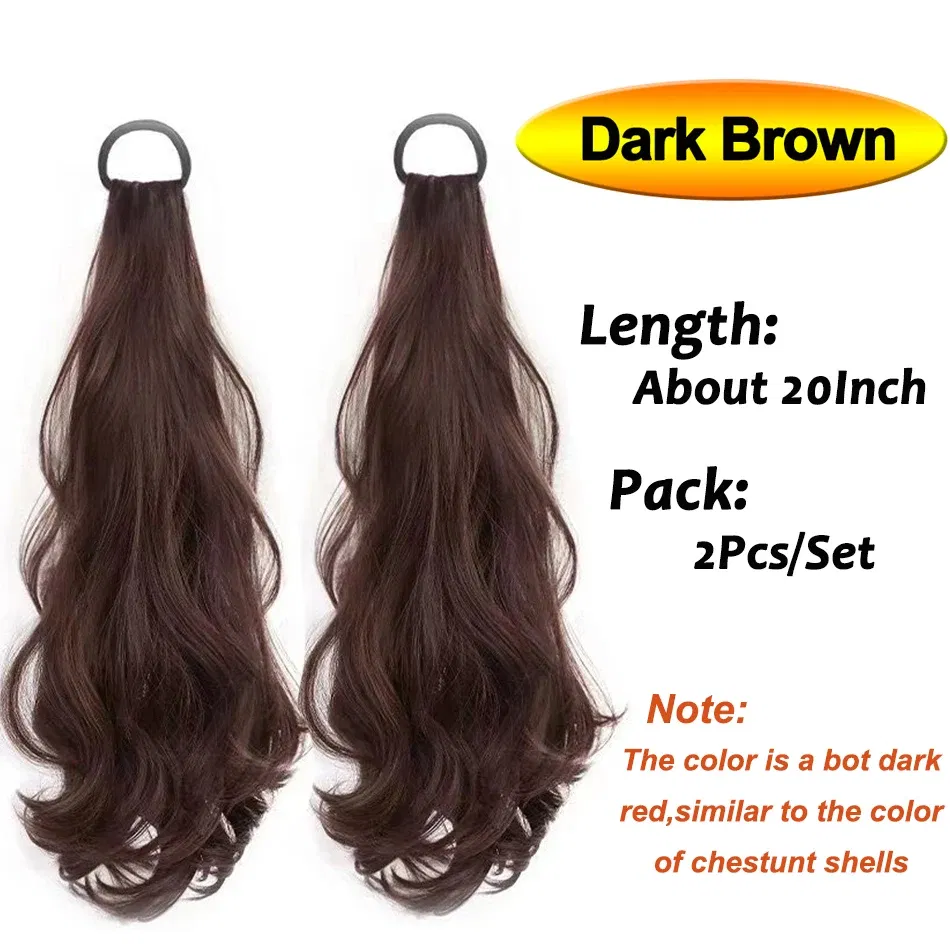 Color: 4/30HL, Stretched Length: 20inches - Synthetic Ponytails Hair Extension With Rubber Band Long Curly Wavy Layered Ponytail For Women Daily Use Heat Resistant Hair Wig