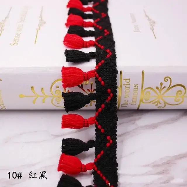 Color: Black Nickel - 1Yard Lace Ribbon Sewing Trim Tassel Trim Lace Fabric Sewing Fringe Sewing Lace Kintted Fabric Handmade DIY Craft Accessories