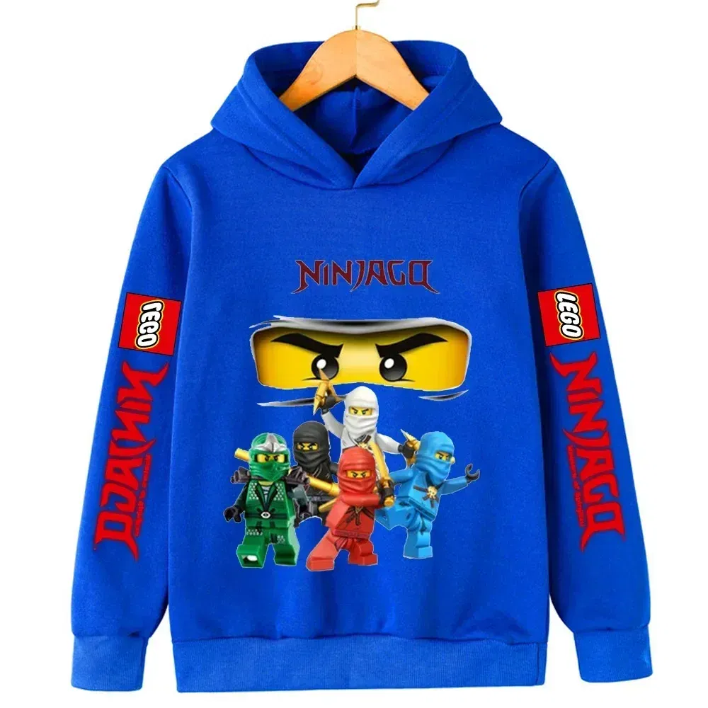 Color: MULTI, Kid Size: 24M - Lego Phantom Ninja Cartoon Children's Hooded Hoodies Casual Sports Sweatshirt 3-13 Year Old Boy Kid Baby Girls Clothes Pullover