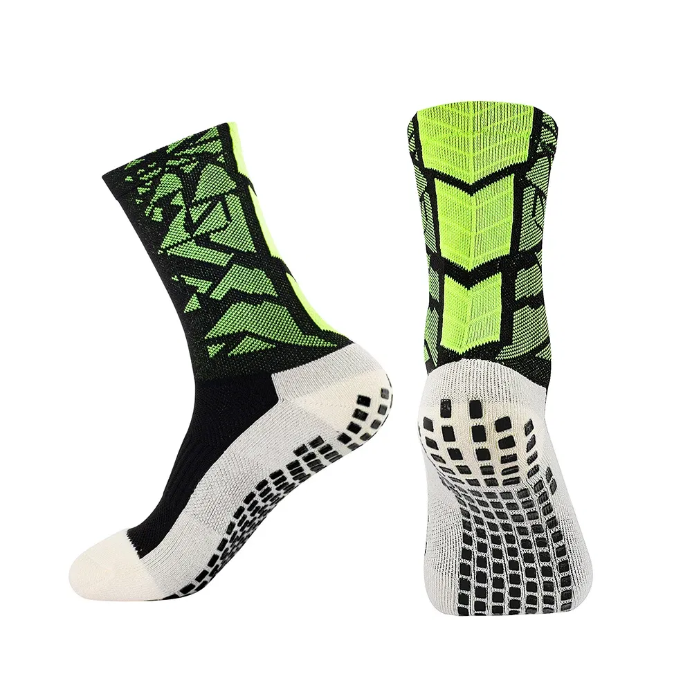 Color: green - Anti-slip Soccer Women Men Outdoor Sport Grip Football Yoga Socks