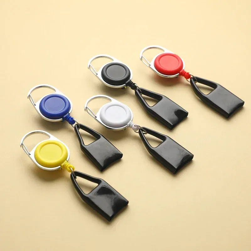Color: Beige - Silicone Sticker Lighter Leash Safe Stash Clip Retractable Keychain Holder Cover Smoking Accessories Smoke Accesoires