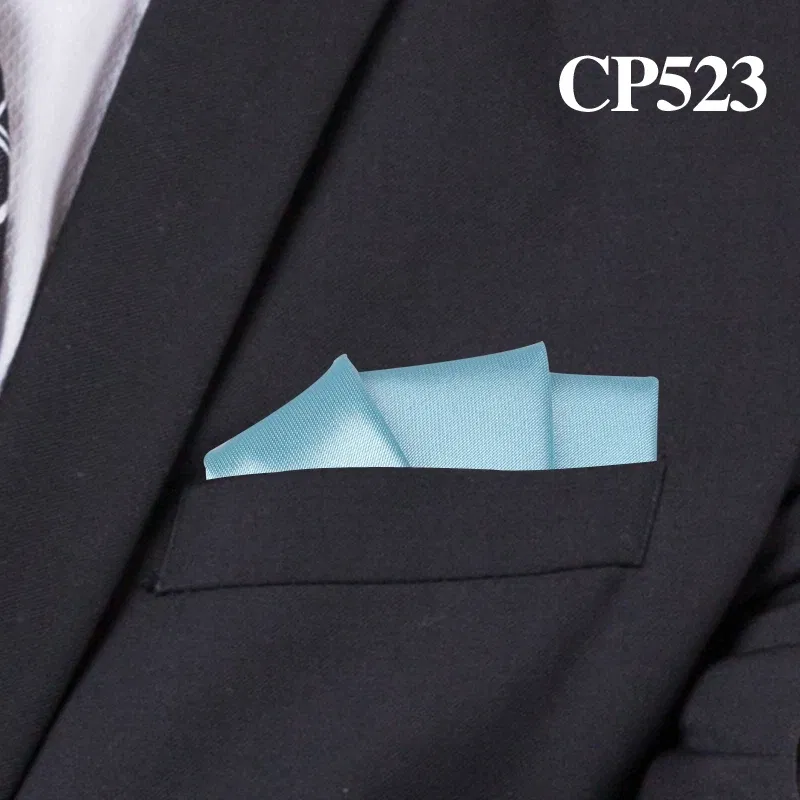 Color: PEACOCK BLUE - Satin Handkerchief For Men Candy Color Mens Suits Pocket Square Business Chest Towel Hanky Suit Napkin Solid Hankies