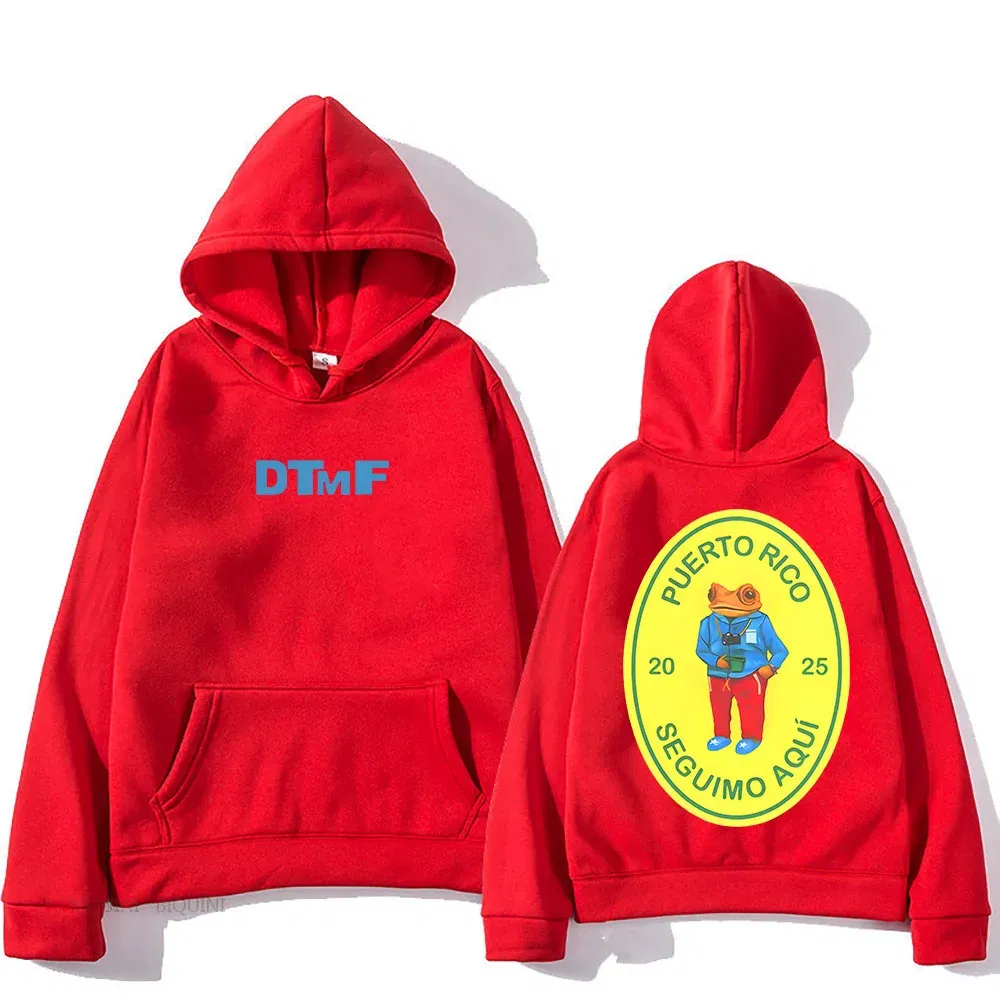 Color: Red, Size: XXL - DTMF Deb? Tirar Más Fotos 2025 New Album Hoodies Bad Bunny Singer Printing Sweatshirts Men Women Clothing Sudaderas Hombre Male