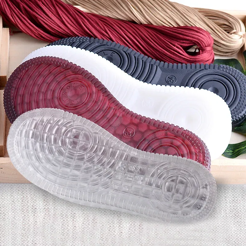 Color: Red, Shoe Size: 2 - 1 Pair Soft Rubber Soles Hand-woven Hook Line Soles Anti-slip Shoe Patch Durable Repair Replacement For Boot Shoes
