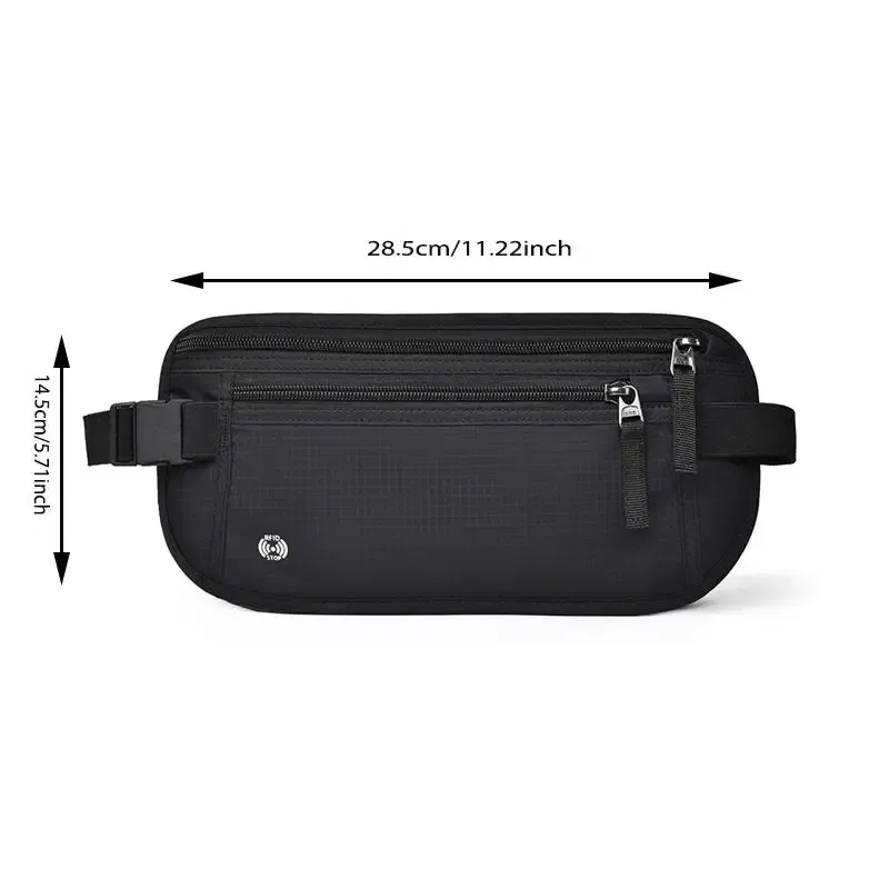Color: Blue - Travel Waist Bag Money Belt Slim Passport Holder RFID Blocking Travel Invisible Pouch Protect Cash Credit Cards Travel Documents