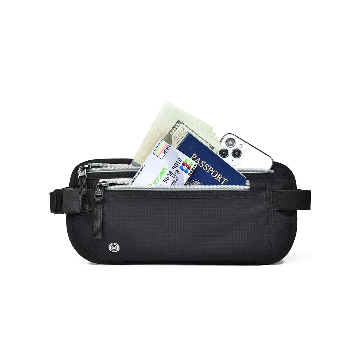 Color: Blue - Travel Waist Bag Money Belt Slim Passport Holder RFID Blocking Travel Invisible Pouch Protect Cash Credit Cards Travel Documents