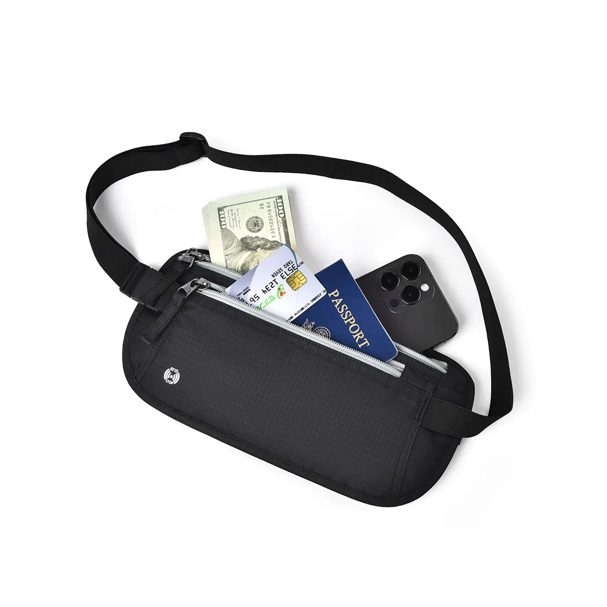 Color: Blue - Travel Waist Bag Money Belt Slim Passport Holder RFID Blocking Travel Invisible Pouch Protect Cash Credit Cards Travel Documents