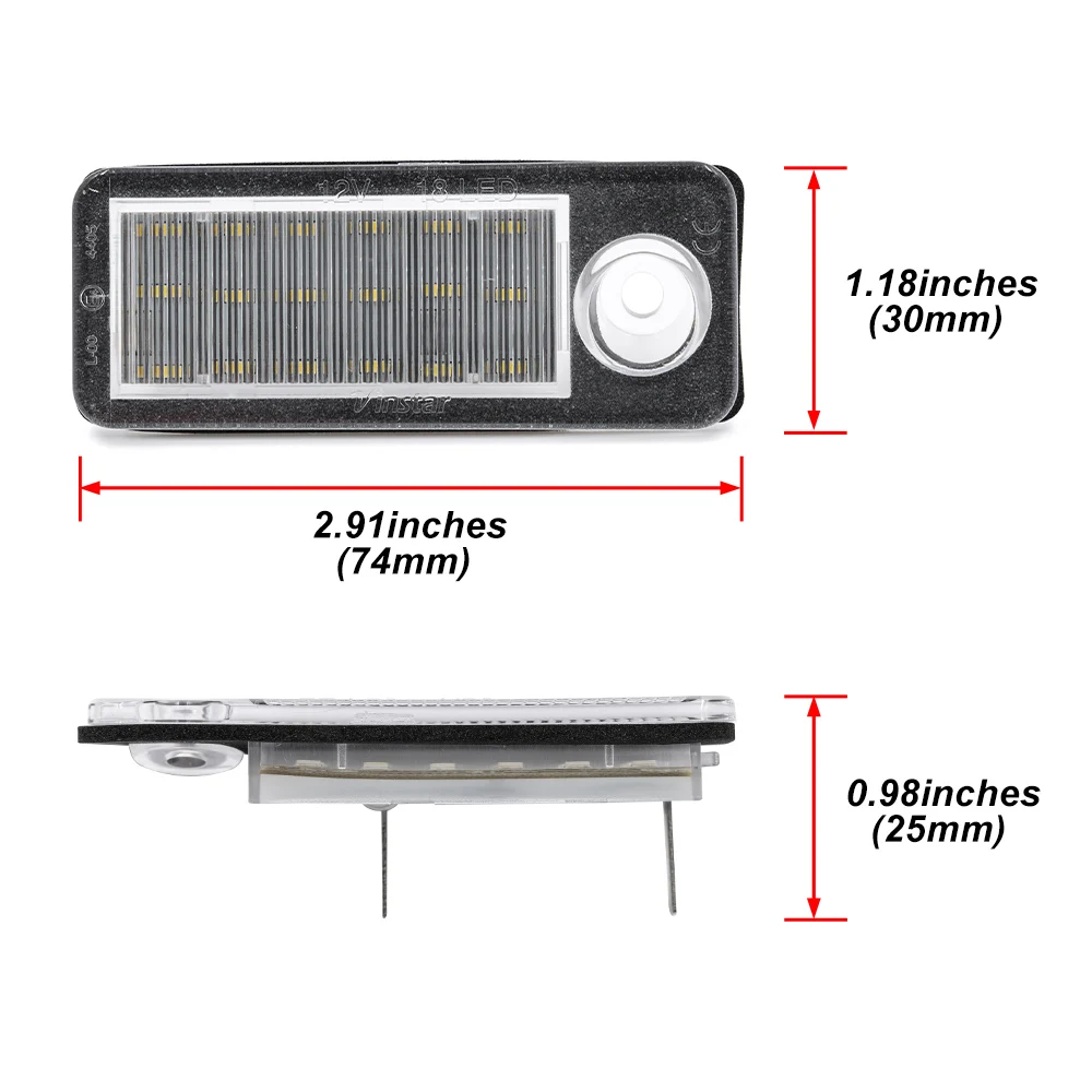 2pcs For Audi A6 C5 B4 Avant Wagon 1997-2005 Audi RS6 RS6 Plus 2003-2005 Led License Number Plate Light Replace OEM# 4B9943021