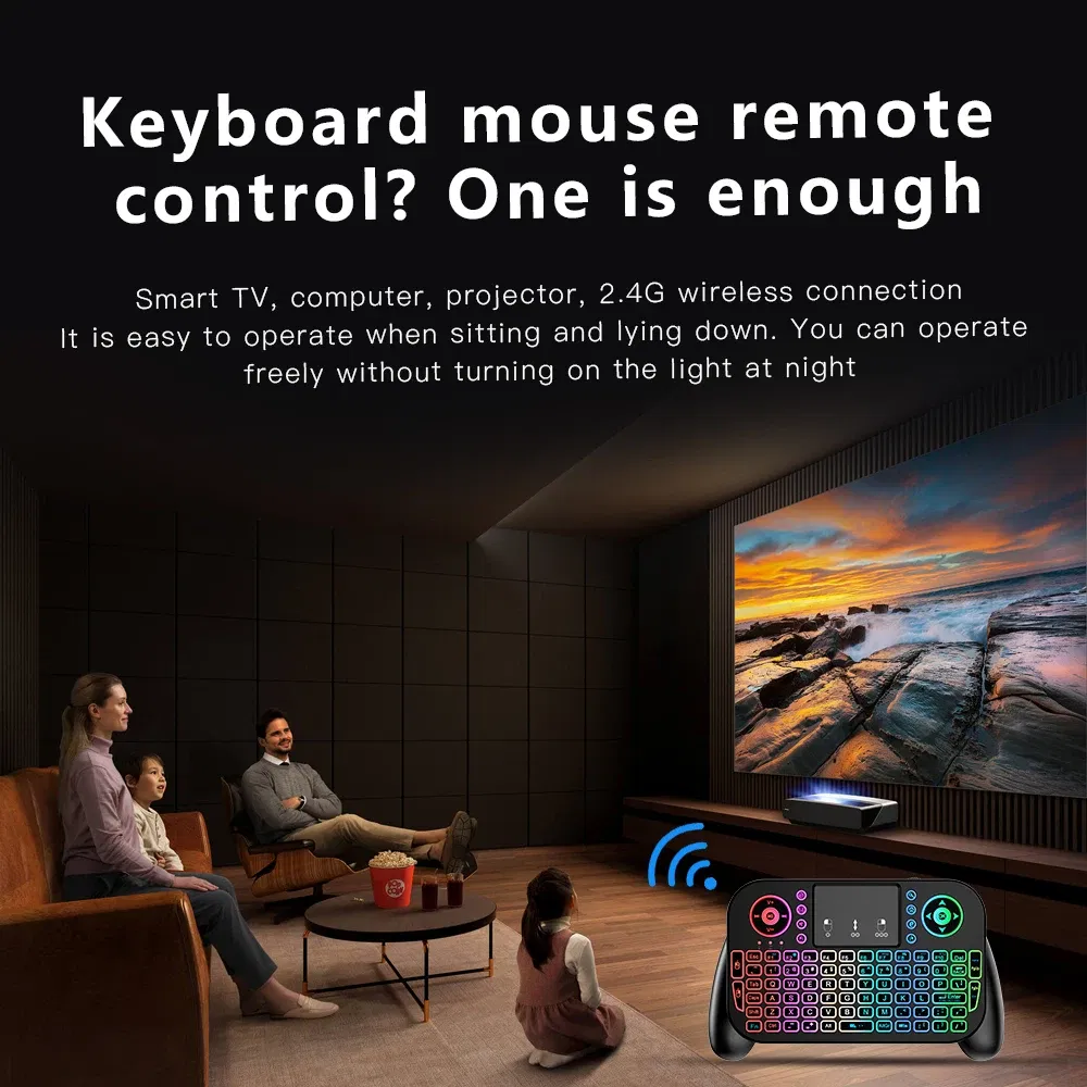 Axis Body: BLACK SWITCH, Color: Olive - Mini Wireless Keyboard V8 7 Backlit 2.4G Bluetooth Air Mouse Remote Control Touchpad for Android TV Box