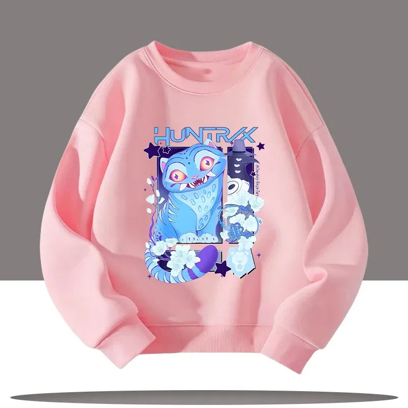 Color: GRAY, Kid Size: 7 - K-pop Demon Hunters New Children's Round-neck Sports Shirt with Cartoon Print - 3-12 Years Old Cute Girl Casual Top