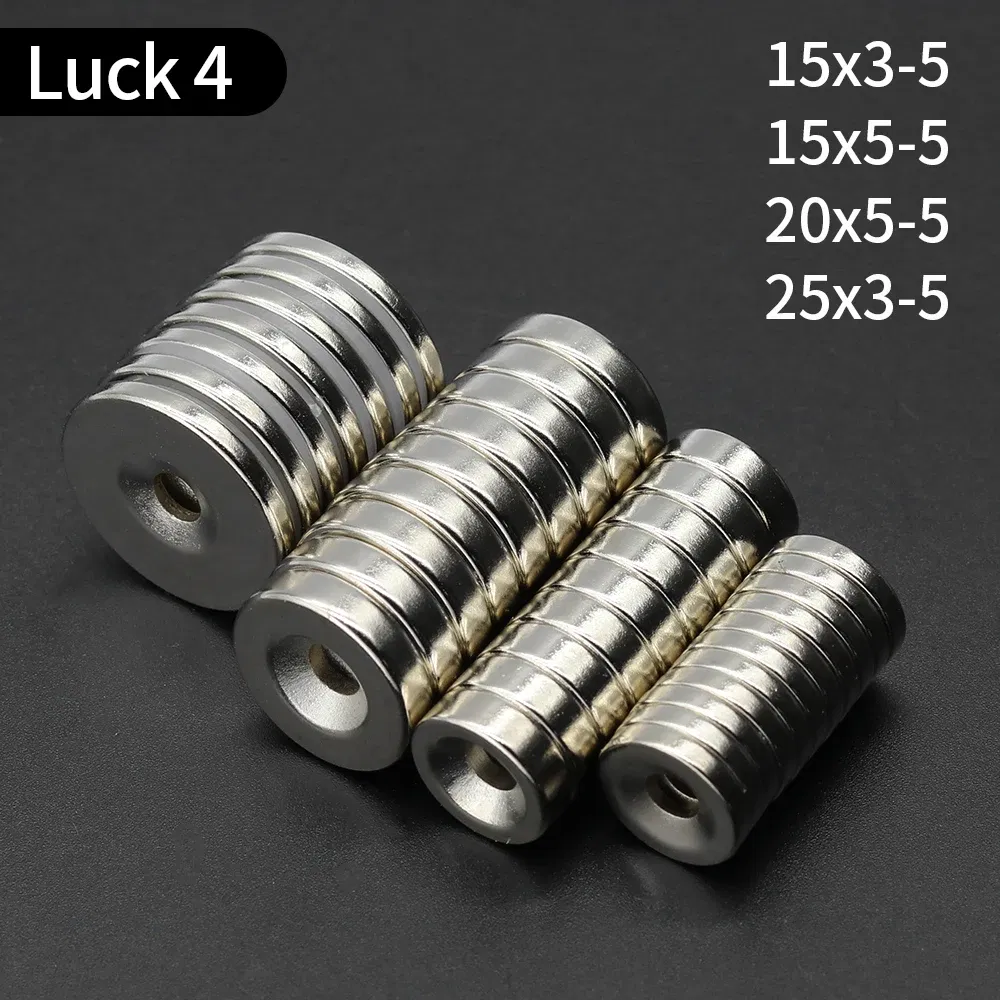 Color: Silver, Size: 1M - Round Magnet 8/10/12/15/20/25/30mm x Hole3/4/5/6mm Neodymium Magnet N35 Permanent NdFeB Super Strong Powerful Magnets With hole