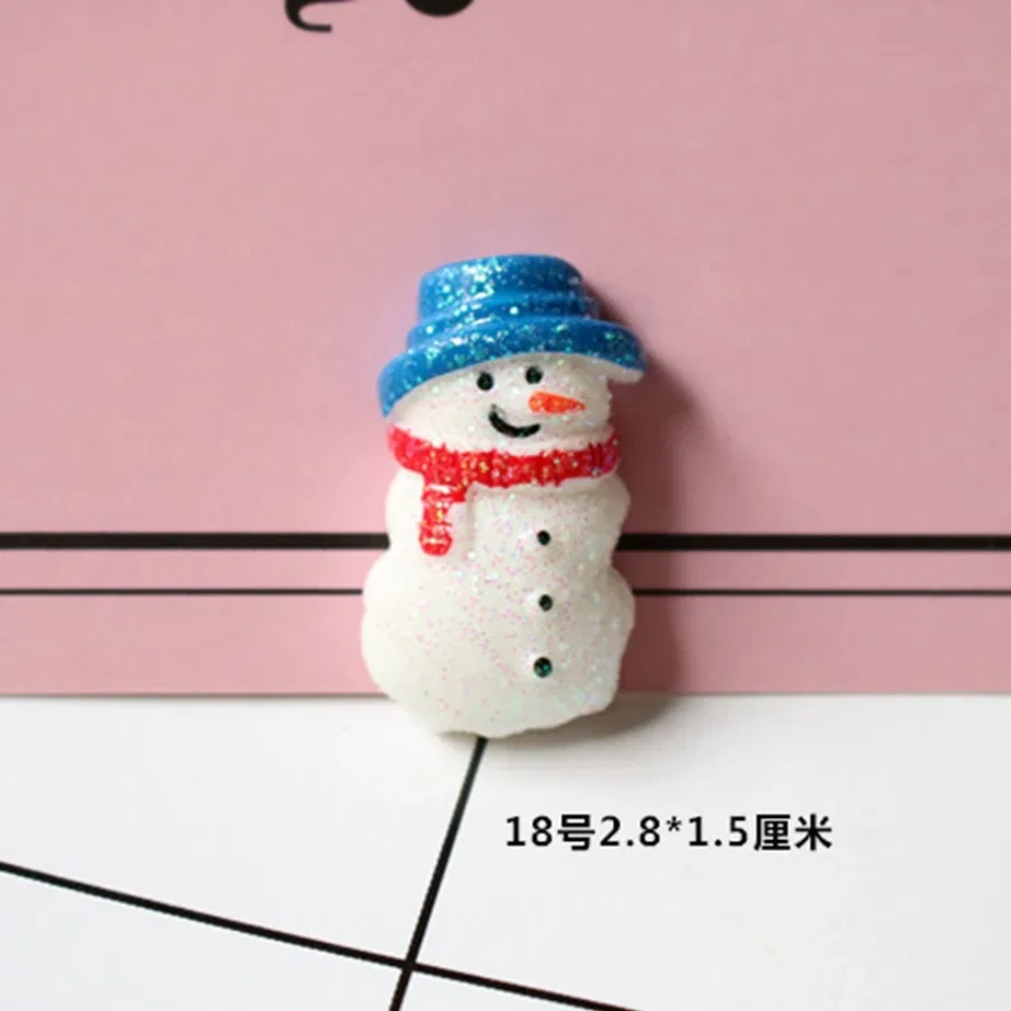 Color: Beige - 100pcs/lot Glitter Christmas tree snowman 3D resin patch for diy fridge magnet phone hair accessories wholesale