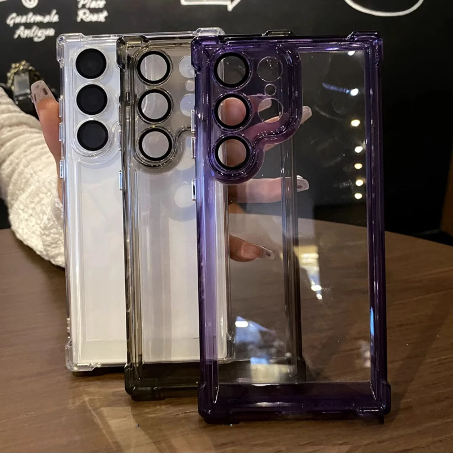 Color: PURPLE, Material: POLYESTER - Luxury Shockproof Clear Acrylic Case For Samsung Galaxy S24 S23 FE S22 Plus S24 Ultra A34 A54 A15 A25 A35 A55 A53 5G Hard Cover