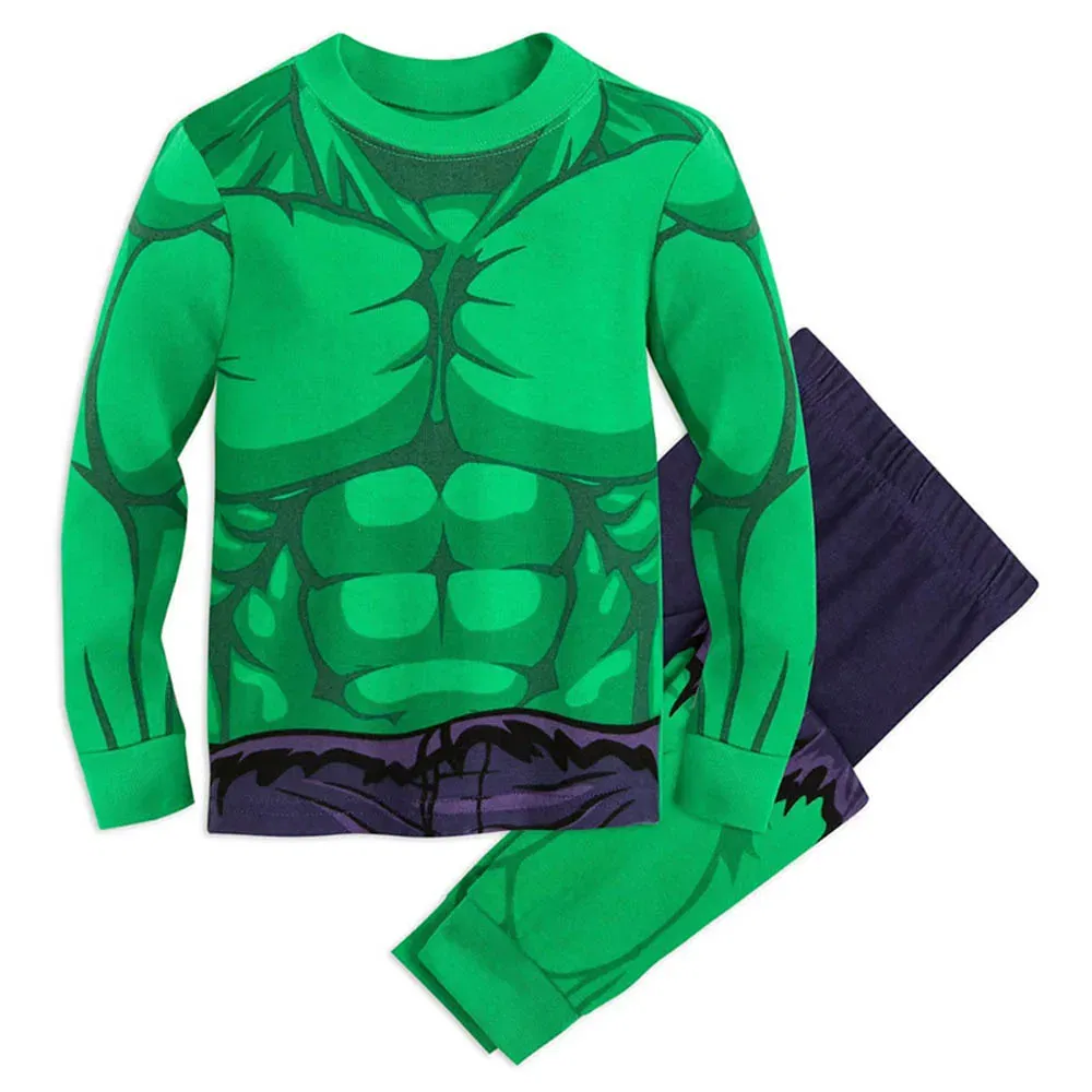 Color: green, Kid Size: 9 - MINISO Disney Boys Girls Pajamas Sets Kids Toddler 2 to 3 4 5 6 7 Years Cotton Long Sleeve Spring Fall Children Homewear Pijamas