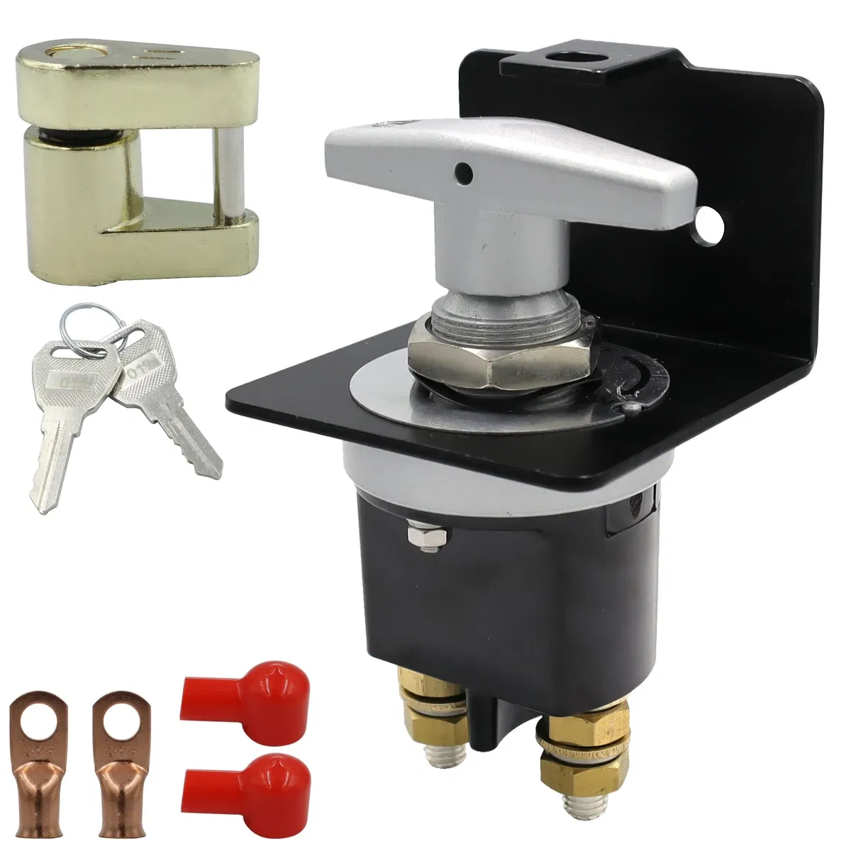 Color: WHITE - 1500A Heavy Duty Battery Switch Battery Fixed Handle Isolator with Lock-Out Plate Fits Polarity Negative  for Autos Cars Boat RV