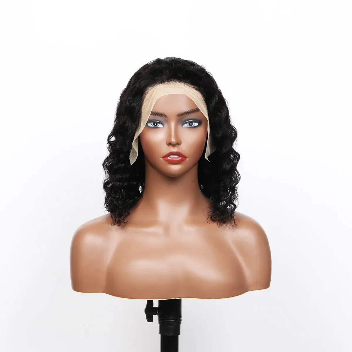 Density: 180%, Stretched Length: 12INCHES, Lace Wig Type: PART - Deep Wave 180% Density Pre-Plucked Side Part Short Bob 13*4 Lace Frontal Brazilian Virgin Human Hair Wigs For Black Woman