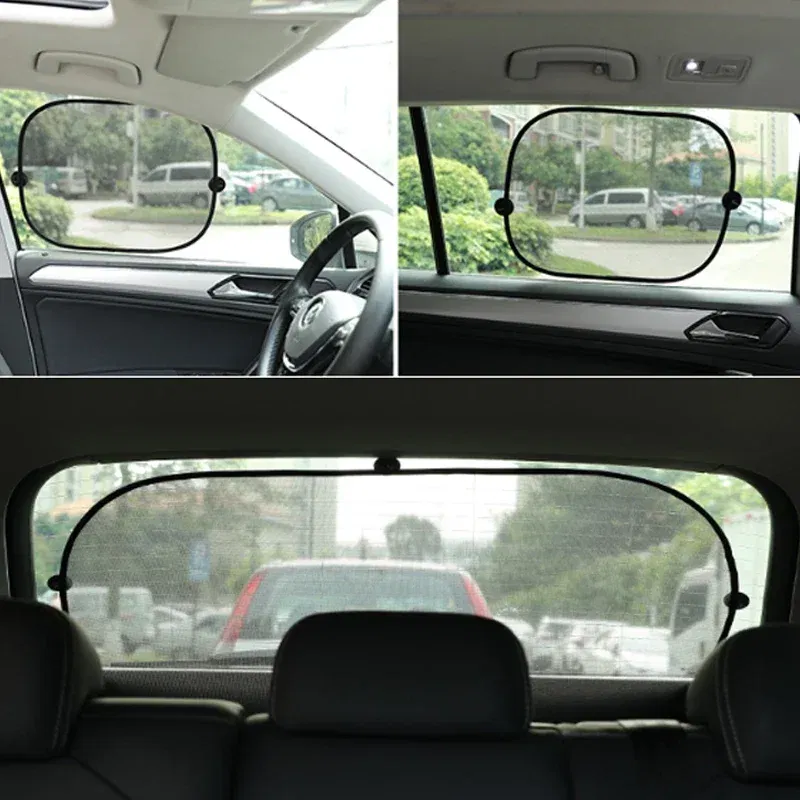 Color: Yellow, Ships From: CHINA - Car Sun Shade UV Protection Folding Auto Rear Window Sunshade 100x50cm Universal Mesh Back Window Visor with Suction Cups