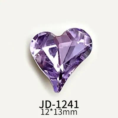 Color: PURPLE - 20pcs Nail Art Light Purple Sparkling Crystal Glass Diamond Violet Pointed Bottom Bare Rhinestone Gem Nail Accessories Charms