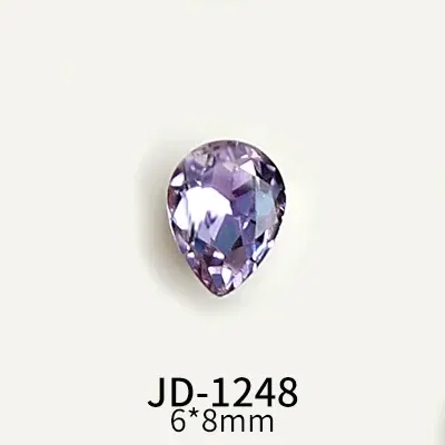Color: PURPLE - 20pcs Nail Art Light Purple Sparkling Crystal Glass Diamond Violet Pointed Bottom Bare Rhinestone Gem Nail Accessories Charms