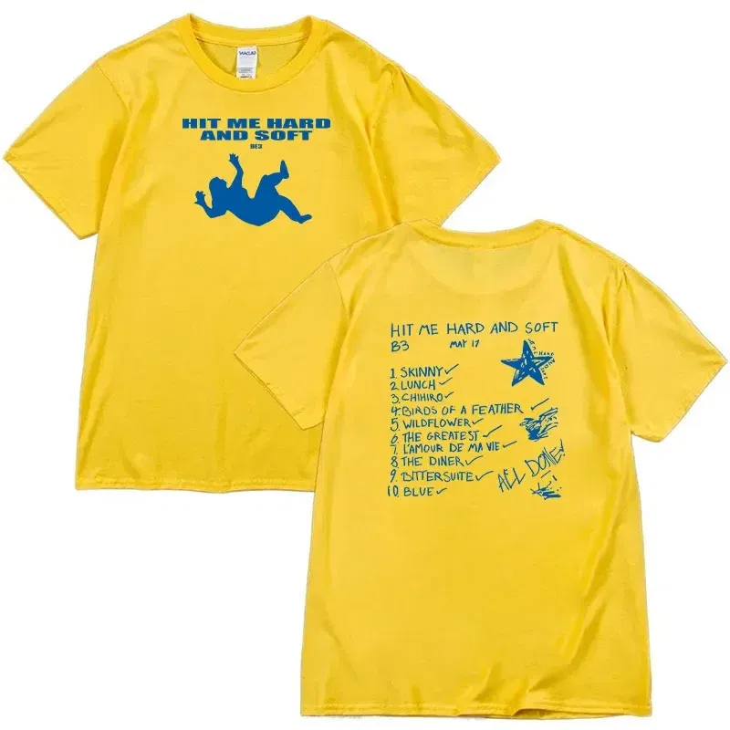 Color: Beige, Size: L - Summer Men's and Women's T-shirt Billie Hit Me Hard and Soft Printed T-shirt O-neck Cotton European Size Casual Short Sleeved