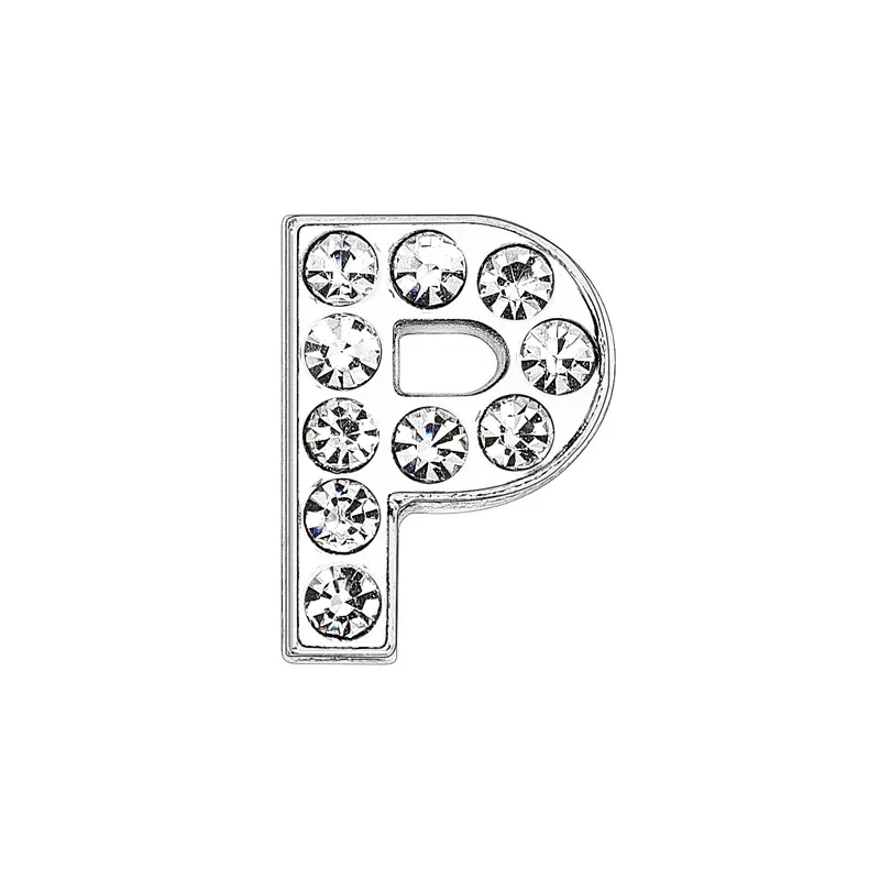 Color: MULTI - Rhinestone Slide Letter Charms For Jewelry Making Women Bracelet 8mm Alphabet A-Z Pet Collar Necklace DIY Accessories Gift