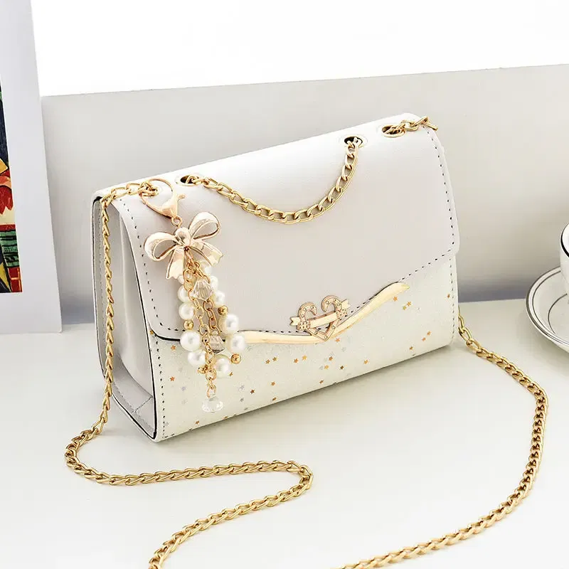 Color: black - Trendy Fashion Ladies Crossbody Small Square Bag Girls Shoulder Bag Cross Square Tassel Pendant Sequin Embellished PU Polyester