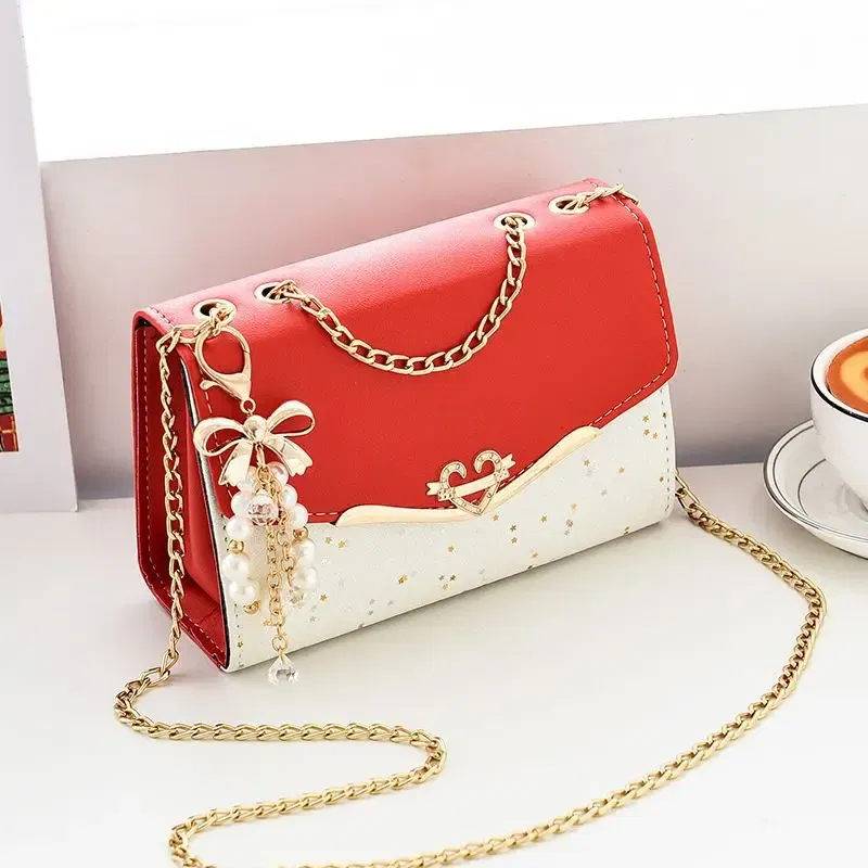 Color: black - Trendy Fashion Ladies Crossbody Small Square Bag Girls Shoulder Bag Cross Square Tassel Pendant Sequin Embellished PU Polyester