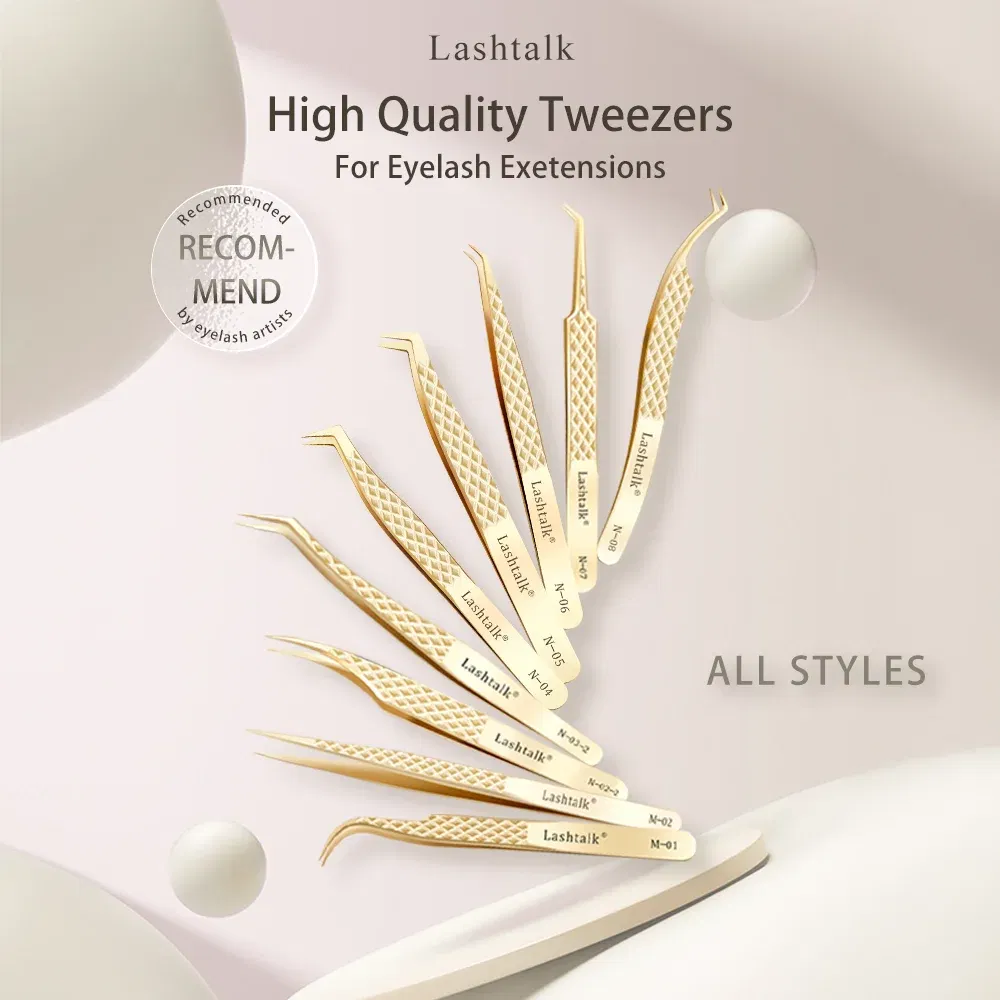 Color: Blue - Lashtalk Eyelash Extension Tweezers Makeup Tools From Nagaraku Stainless Steel Non-magnetic Volume FakeLashes Supplies Accurate