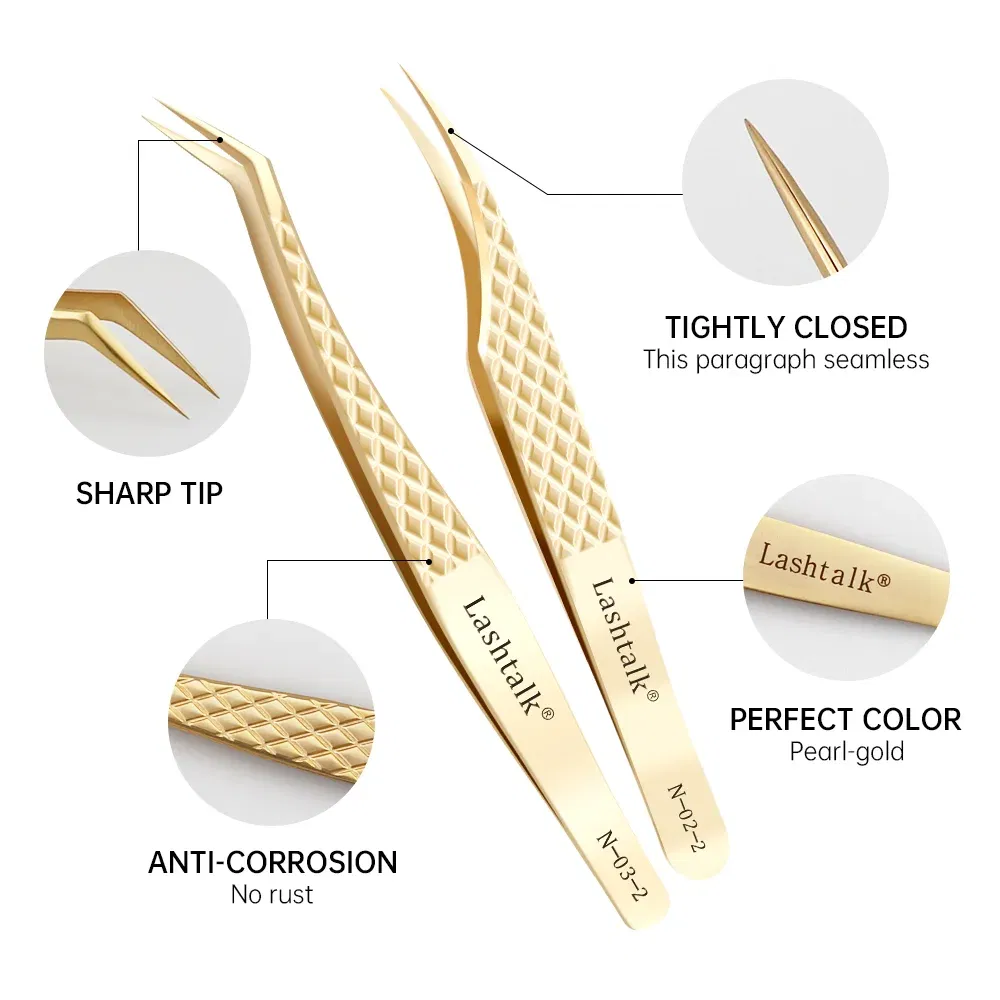 Color: Blue - Lashtalk Eyelash Extension Tweezers Makeup Tools From Nagaraku Stainless Steel Non-magnetic Volume FakeLashes Supplies Accurate