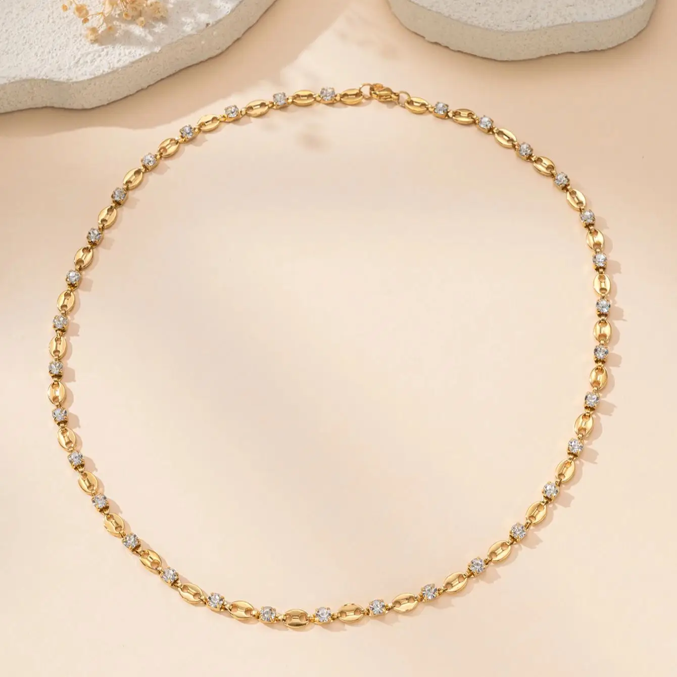 Metal Color: Dark Gold, Length: 50cm - Unisex Stainless Steel Gold Plated Chain Necklace Trendy Middle East Arabic Jewelry Accessory for Men And Women