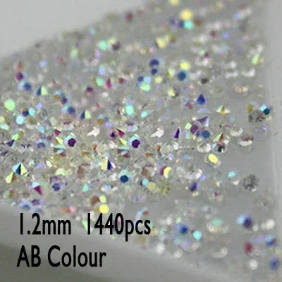 Color: Blue - 1440pcs Shiny Crystal AB Mini Pixie Nail Rhinestones Glitter 3D Micro Diamonds for Nails Art DIY Accessories