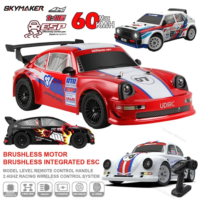 Color: Blue - RC Racing Car 1/16 UD1604 UD1603 Ud1607 UD1608 RC Car High Speed 2.4G Brushless 4WD Drift Remote Control Drift Car Toys For Boys