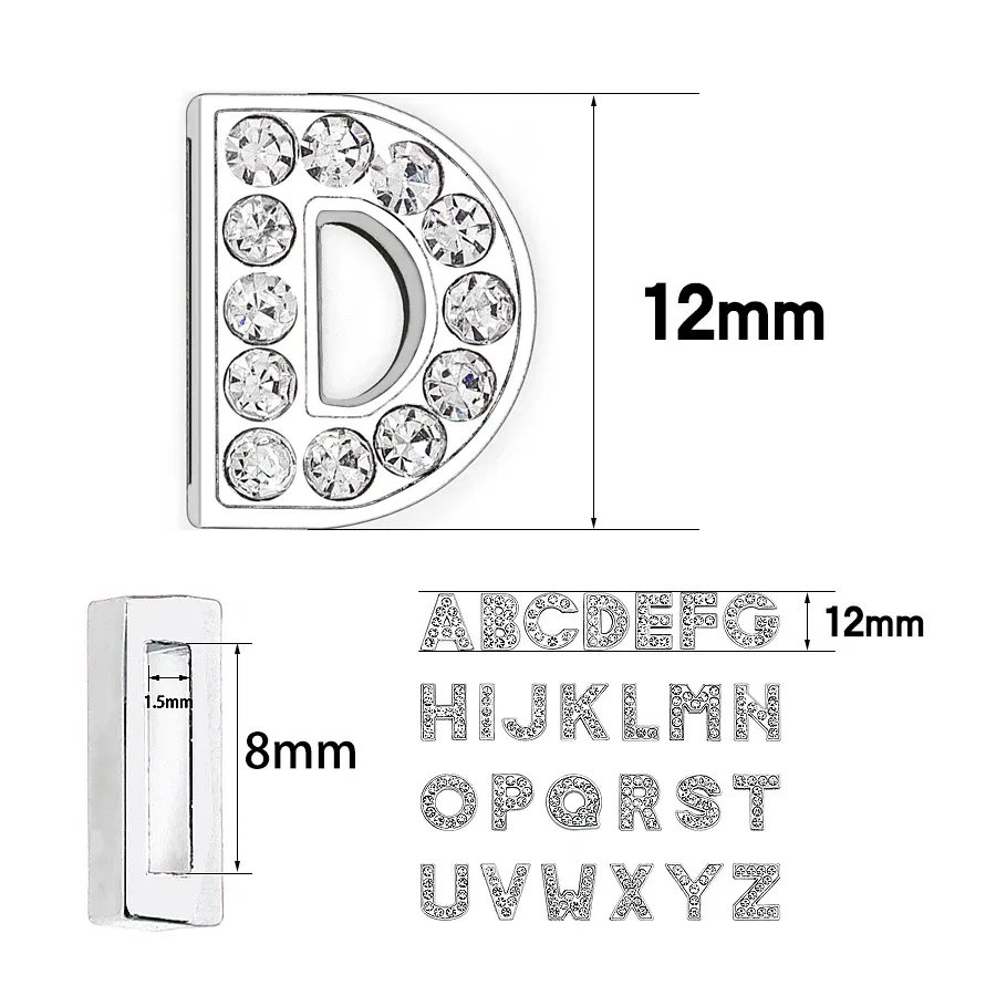 Color: Maroon - Rhinestone Slide Charms Letters For Jewelry Making Women Bracelet 8mm Alphabet A-Z Pet Collar Necklace DIY Accessories Gift