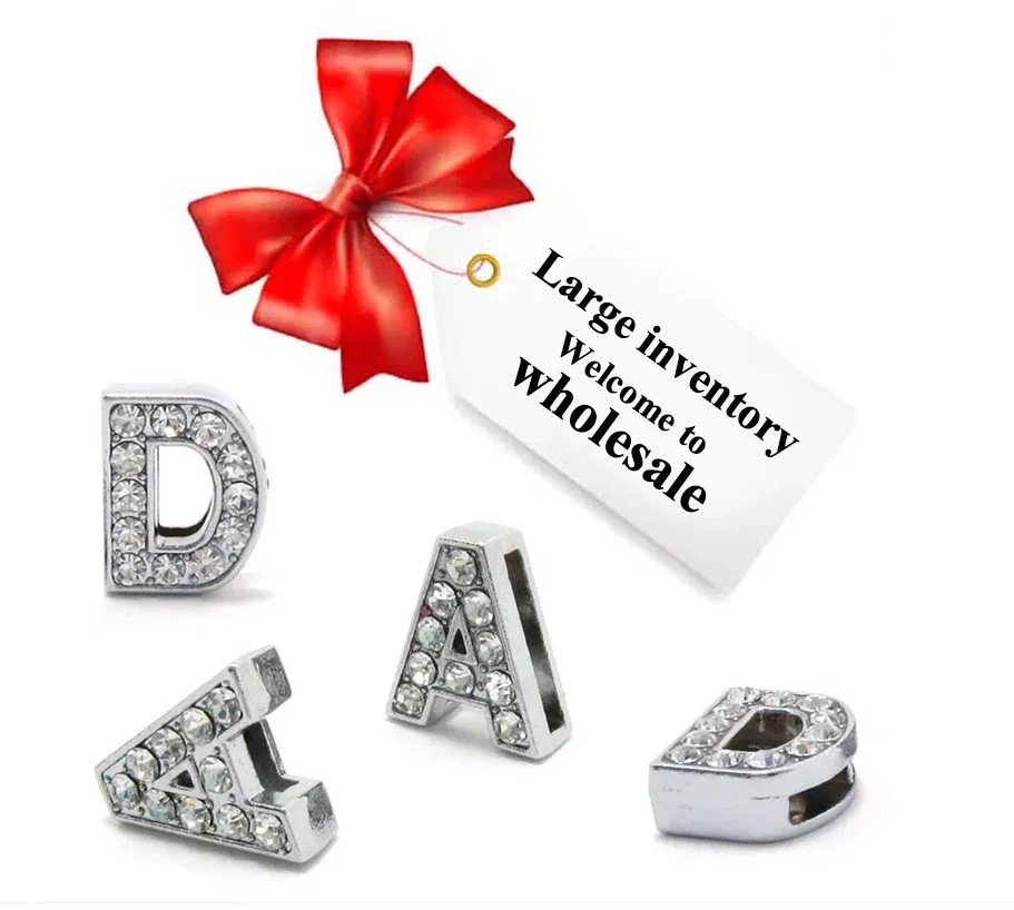 Color: Maroon - Rhinestone Slide Charms Letters For Jewelry Making Women Bracelet 8mm Alphabet A-Z Pet Collar Necklace DIY Accessories Gift