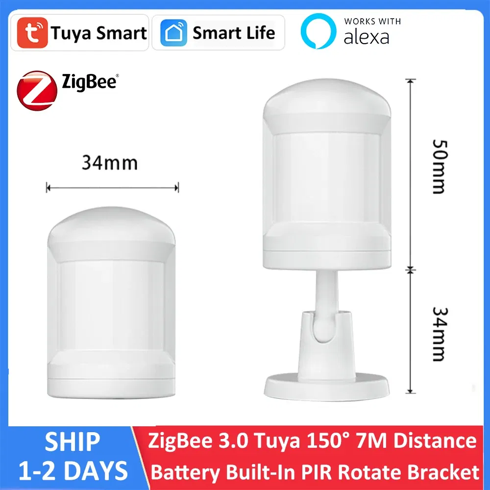 Color: Yellow - Tuya Smart ZigBee 3.0 Battery Alexa PIR Motion Sensor Detector 5-7M 150?° Works with ZigBee BLE5.0 Bluetooth Mesh Gateway Hub