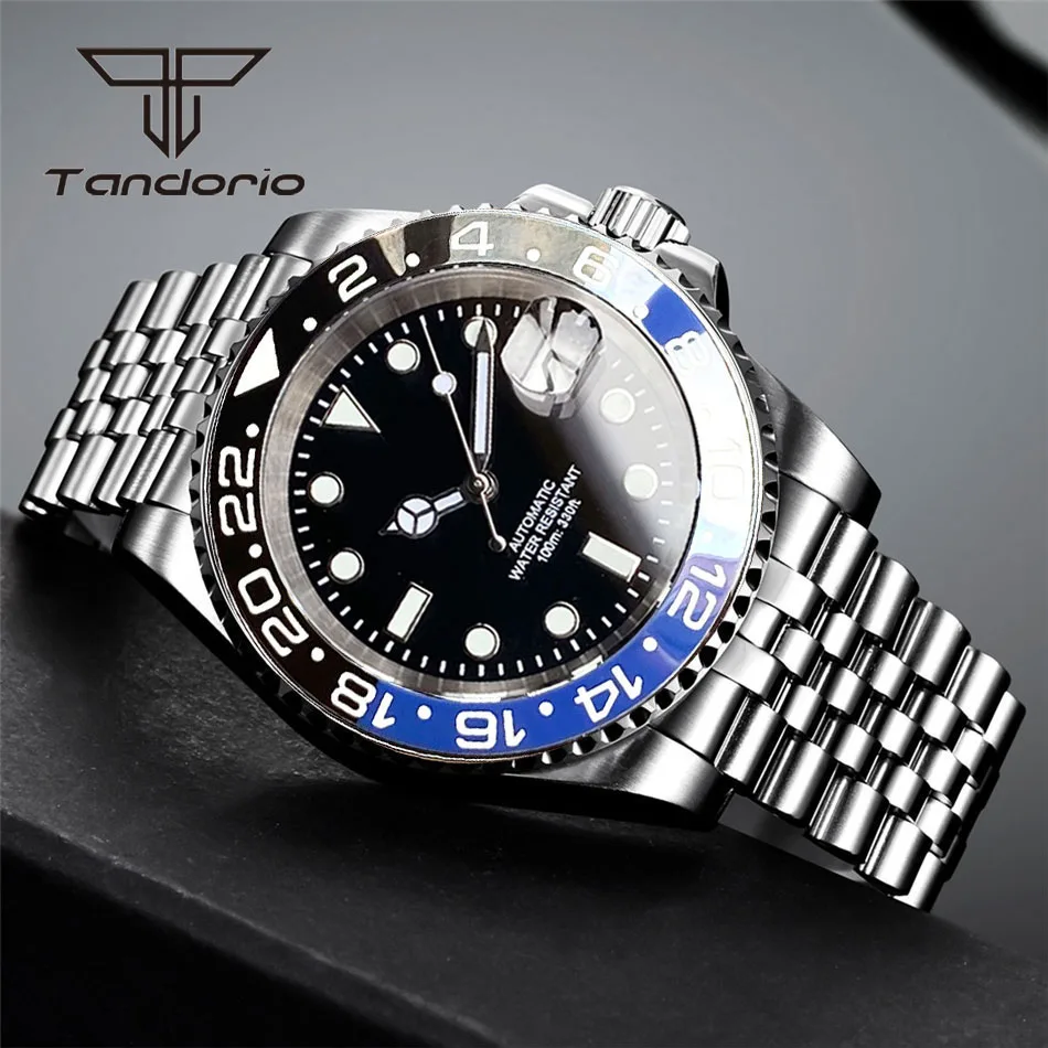 Color: WHITE - Tandorio NH35A Date Stainless Steel 40mm Dive Automatic Men Watch Sapphire Crystal Rotating Bezel Luminous Mechanical Wristwatch