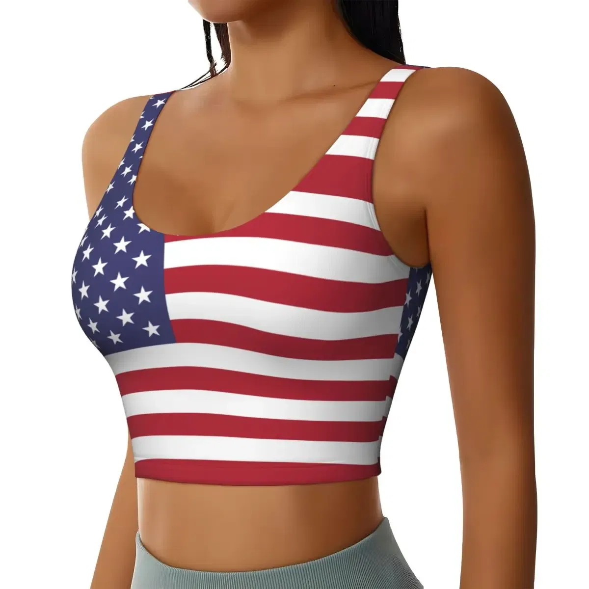 Color: black, Size: XXL - Jnited States Flag Basic Tops Women Samba Sexy V-Neck Yoga Fitness Sports Tops