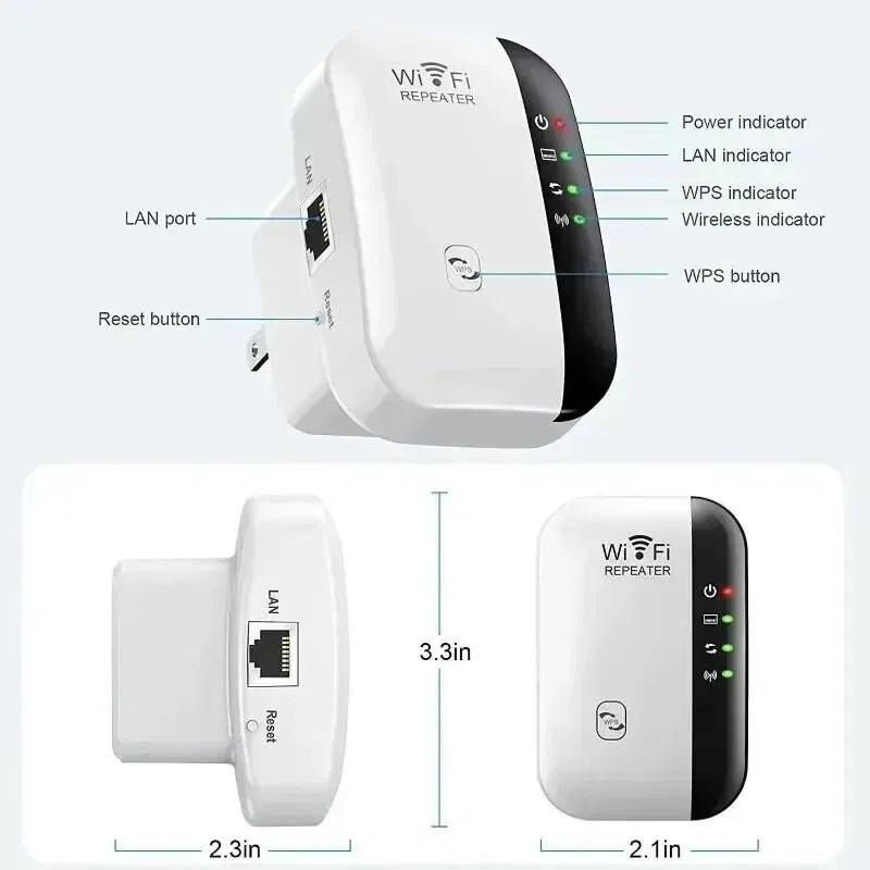 Color: Yellow - Wifi Repeater Wireless Signal Amplifier Extended Network Enhancer EU US Home Router 300m Thro