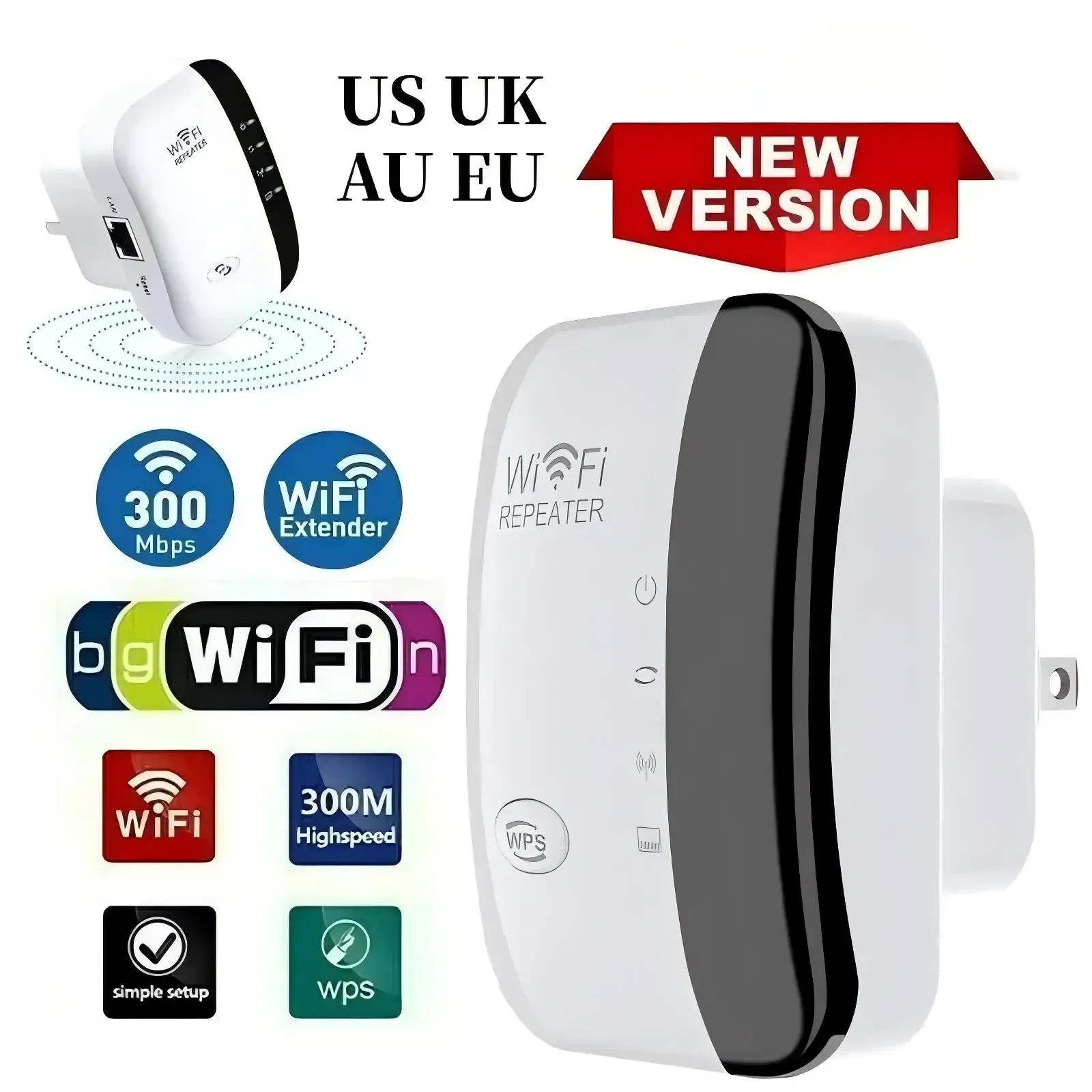 Color: Yellow - Wifi Repeater Wireless Signal Amplifier Extended Network Enhancer EU US Home Router 300m Thro