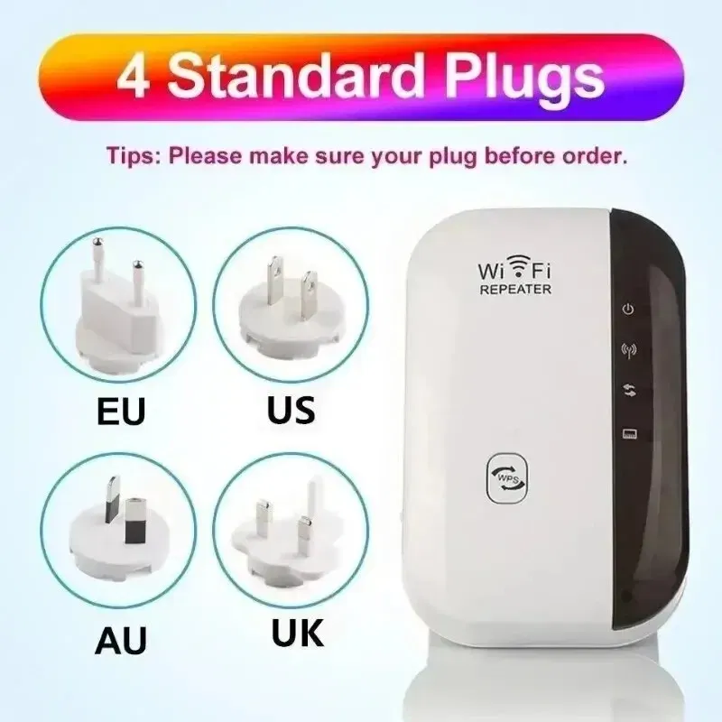 Color: Yellow - Wifi Repeater Wireless Signal Amplifier Extended Network Enhancer EU US Home Router 300m Thro