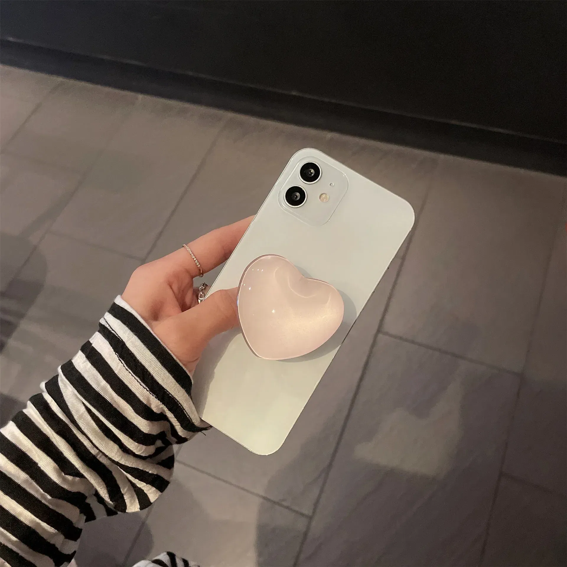 Color: Rose - Phone Holder Popular Socket Griptok Finger Grip Bracket Stand Love Heart Ins Style Cute Poping Pink White Cellphone Accessory