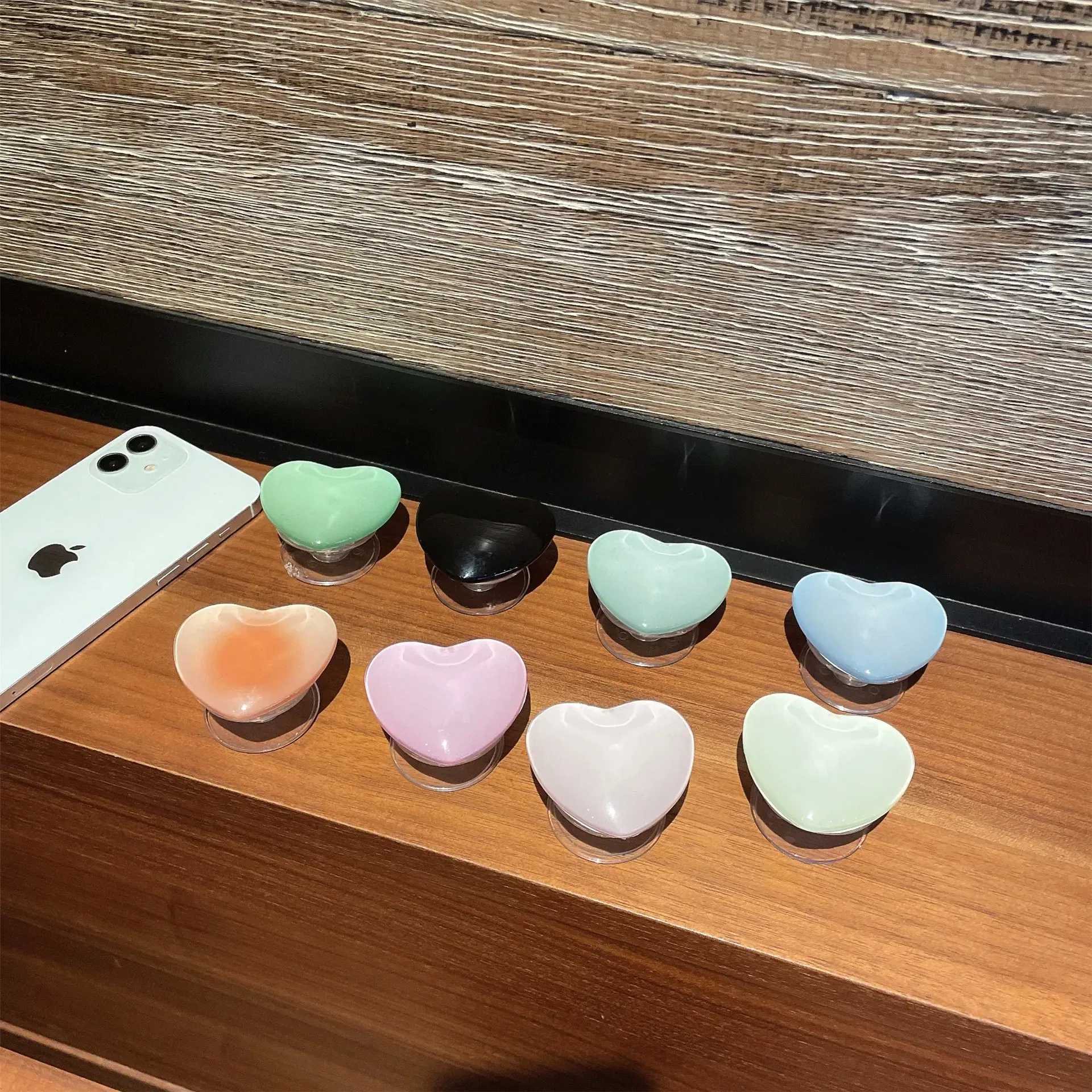 Color: Rose - Phone Holder Popular Socket Griptok Finger Grip Bracket Stand Love Heart Ins Style Cute Poping Pink White Cellphone Accessory