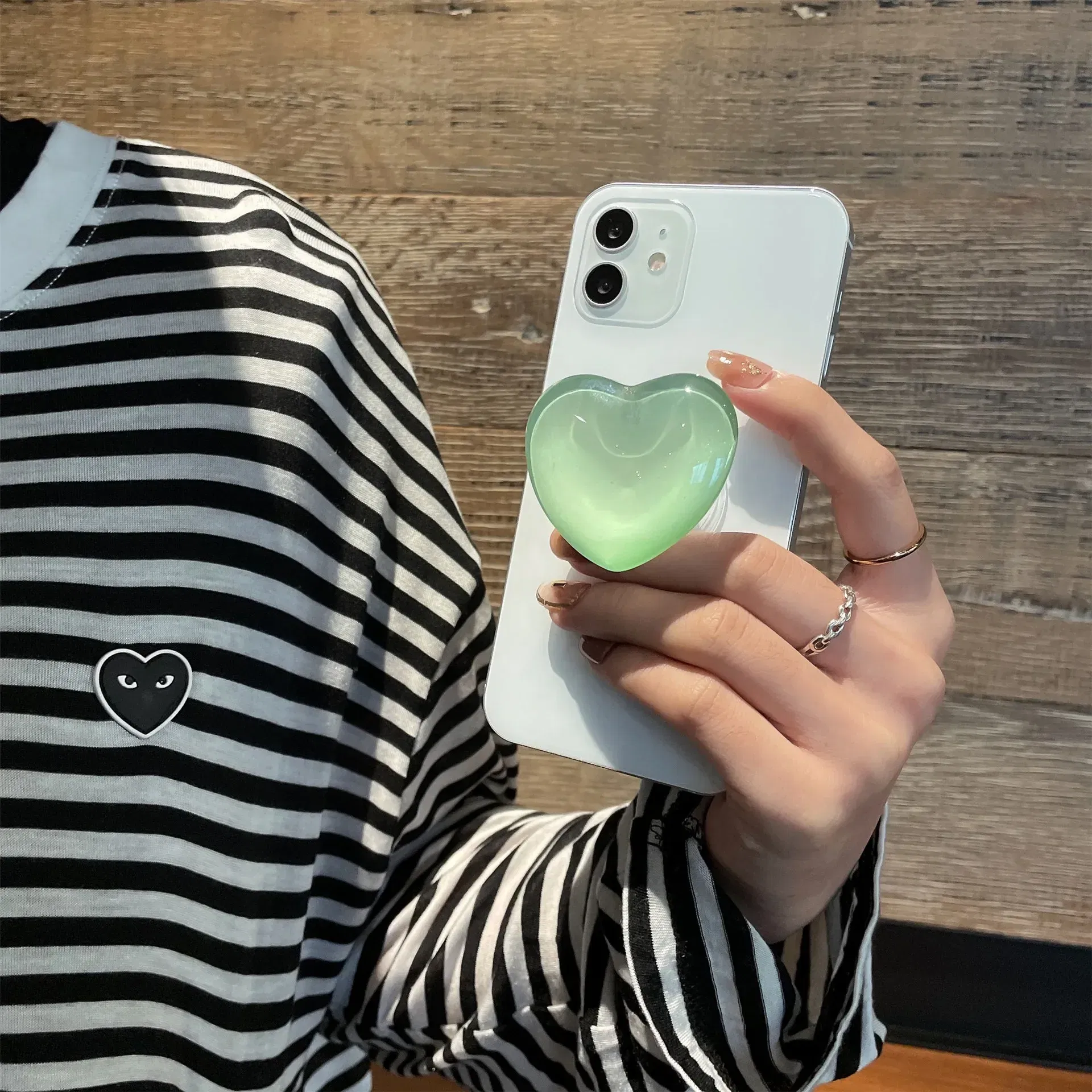 Color: Rose - Phone Holder Popular Socket Griptok Finger Grip Bracket Stand Love Heart Ins Style Cute Poping Pink White Cellphone Accessory