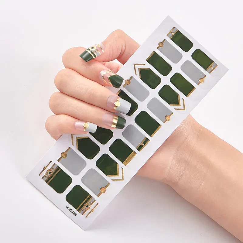 Color: Tiger Stripe - 22 Tips/Sheet Solid Color And Striped Manicure Designer Nail Decals Nailart Sticker Full Beauty Nail Tape Manicure Self Adhesive
