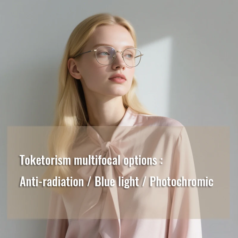 Lenses Color: SKY BLUE, Lens Index: 1.56 - Toketorism Multifocal Lenses Customize Photochromic Anti Blue Light Progressive Prescription Glasses
