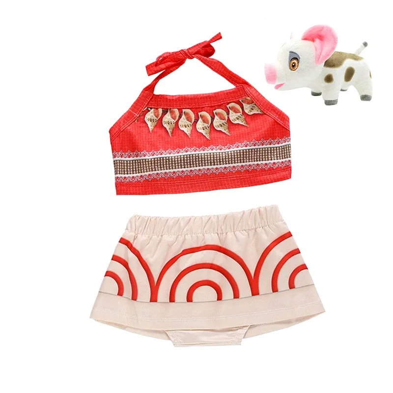 Color: Orange, Kid Size: 11 - Little Girls Dress up Moana Baby Kids Two Pieces Set Top +Pants Infant Vaiana Role Play Festival Princess Costume Casual Clothes