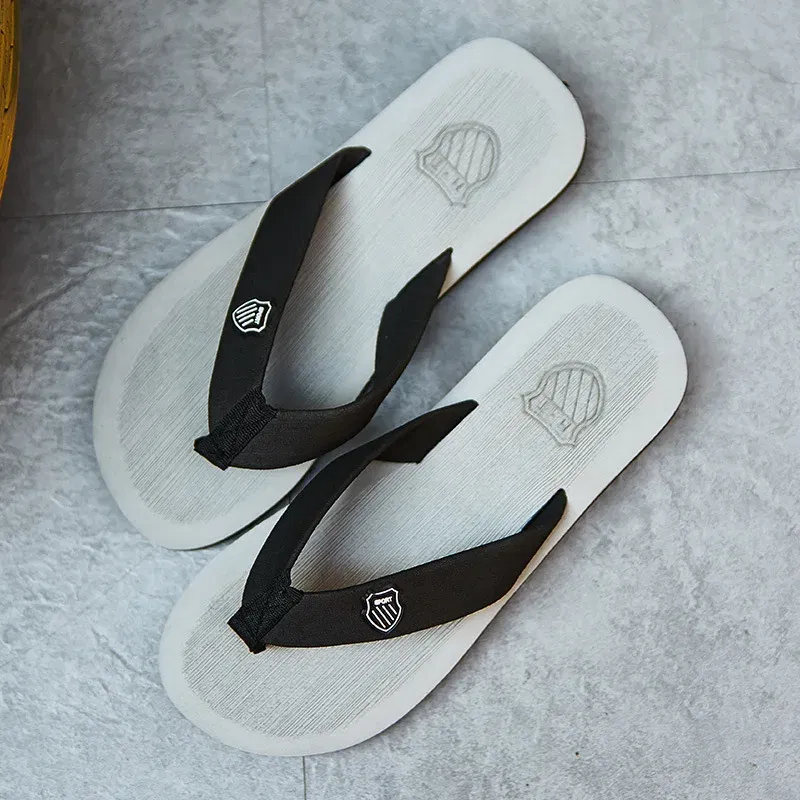 Color: Dark Khaki, Shoe Size: 44 - Hot Sale Men's Flip-flops Outdoor Casual Beach Slippers Soft Light Non-Slip Shoes Summer Slippers Men Shower 2023 Zapatos Hombre