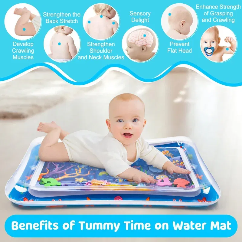 Color: green - Baby Water Play Mat Inflatable Cushion PVC Infant Tummy Time Toddler Water Pad For Kids Early Education Developing Activity Toys